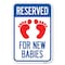 Signmission Reserved for New Babies with Symbol Heavy-Gauge Aluminum Sign, 12" x 18", A-1218-23194 A-1218-23194 - alternate 1